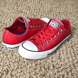 Red leather Chuck Taylor’s.